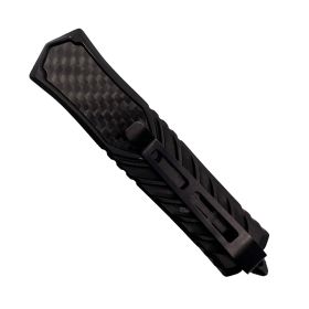 Automatic OTF Double Edge Knife (Style: Non-Serrated, Color: Black)
