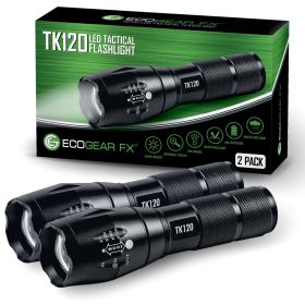 TK120 LED Tactical Flashlights with Strobe (size: 2-Pack)